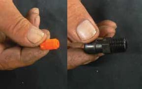 inspect and clean or replace the colored tip and suction stub on hydrominder.