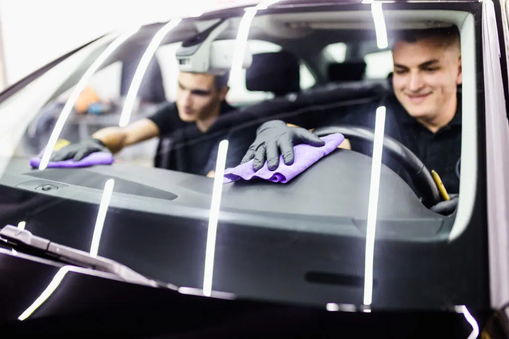 Detailing instructor teaches a student the proper technique.